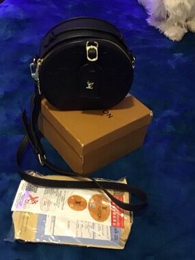Louis Vuitton Black Round Crossbody with Gold Hardware